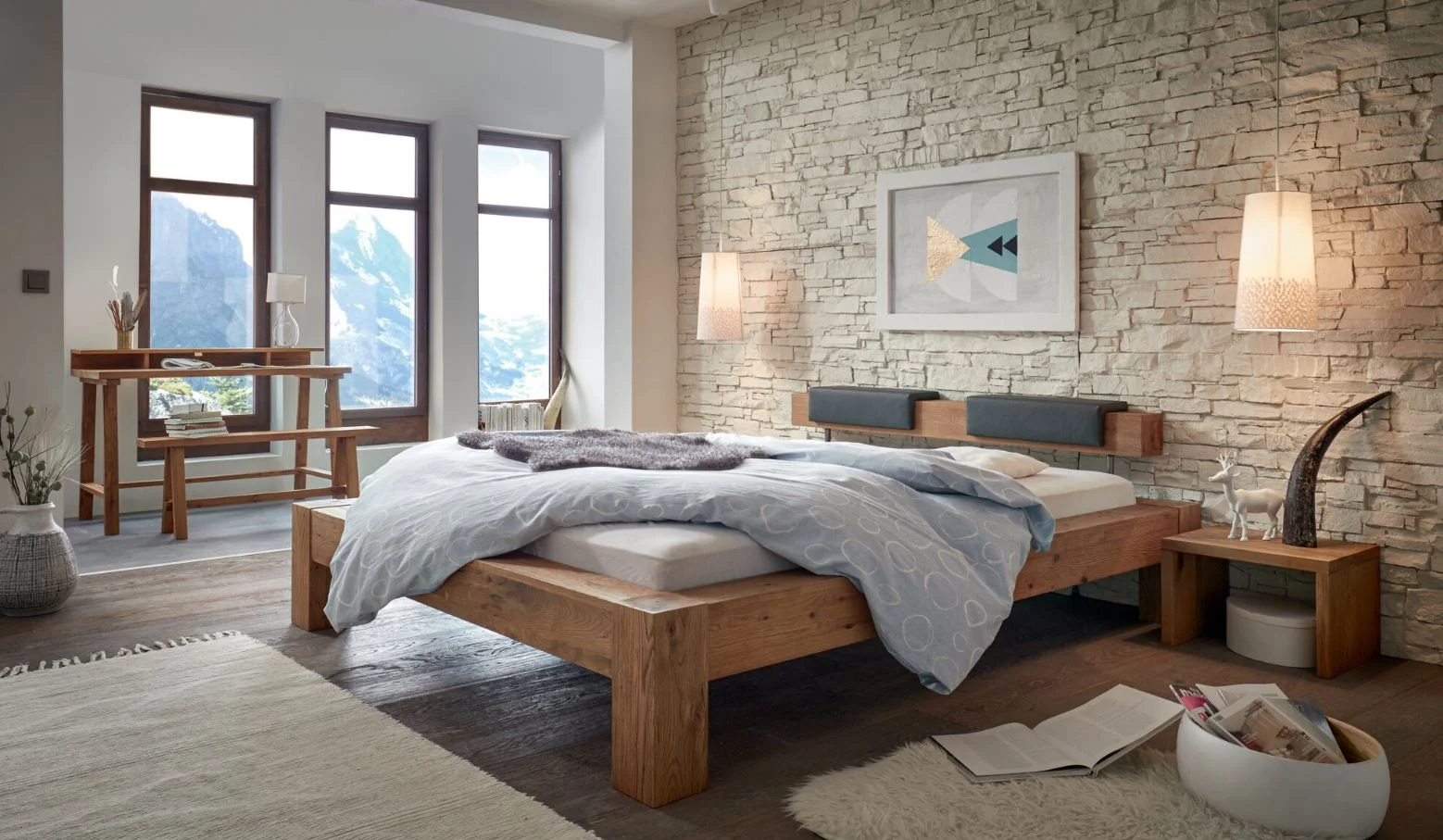 Hasena Oak-Wild Bormio 18 Bett - Balco Kopfteil inkl. Nakio Kissen