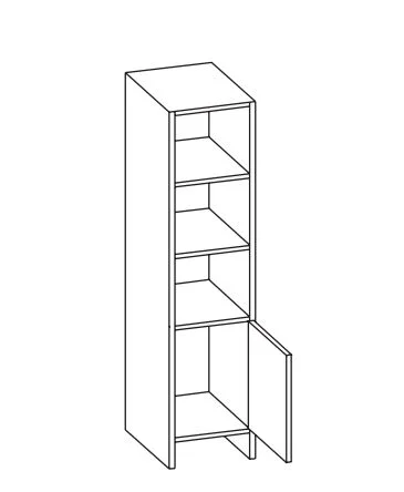 305.043255 Midischrank / Breite 33 cm / Höhe 136 cm / Tiefe 28 cm - 1 Drehtüre, 2 Einlegeböden