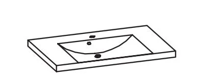 980.767404 Mineralmarmor-Waschtisch / weiß / Breite 74 cm / Höhe 5 cm / Tiefe 45 cm