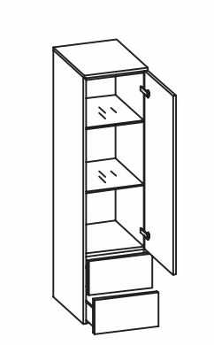 943.013556 Midischrank / 1 Drehtüre / 2 Schubkästen / 2 Einlegeböden / inklusive Türdämpfer
