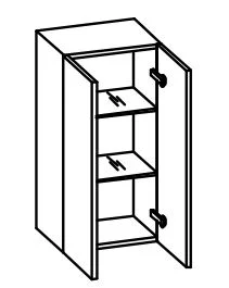 979.013530 Wandschrank / 2 Drehtüren / 2 Einlegeböden / inklusive Türdämpfer / Breite 35 cm / Höhe 70 cm / Tiefe 20 cm