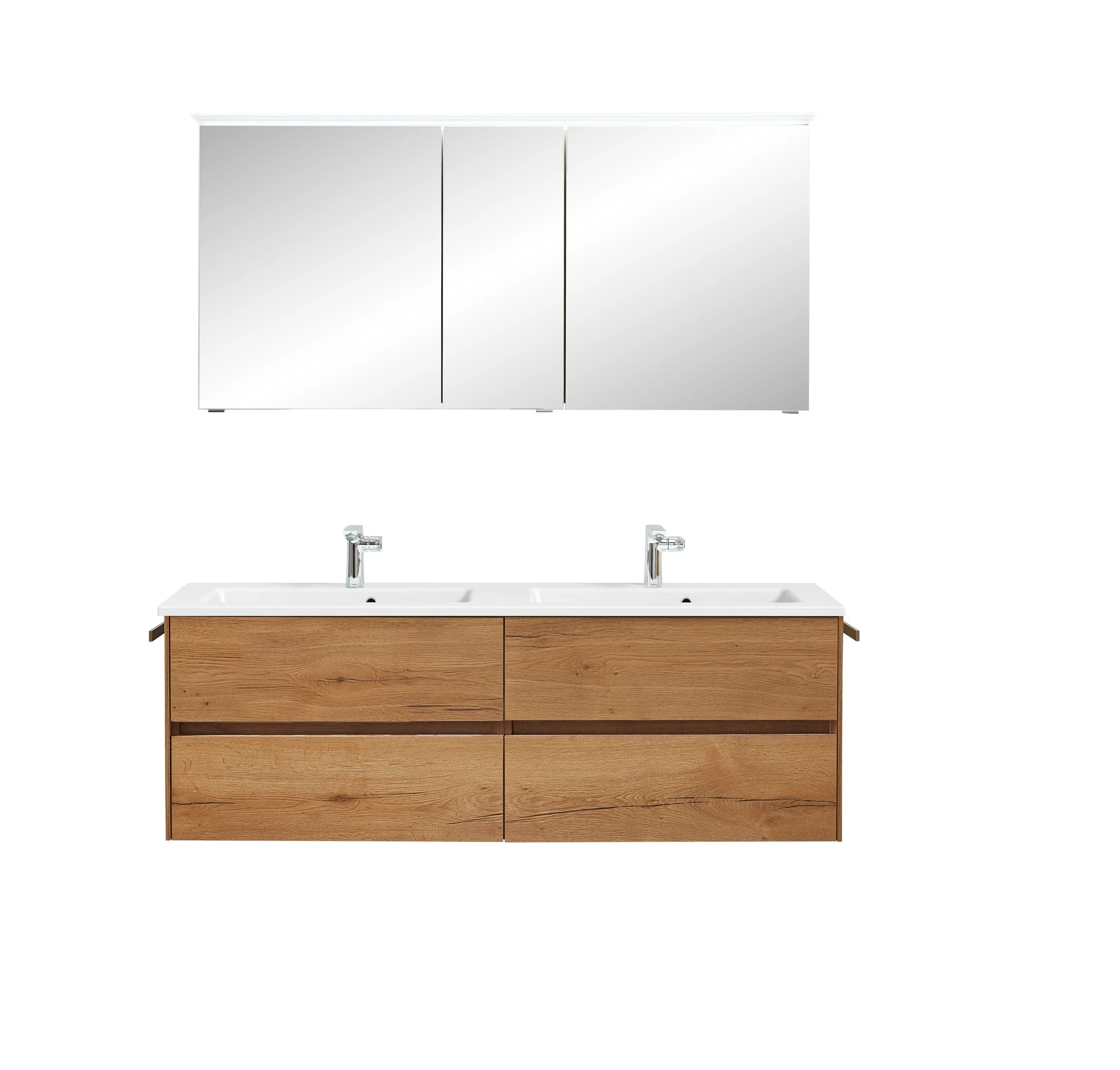 Pelipal 6010 Badmöbel-Set, Doppelwaschplatz, 153 cm – Unterschrank und Spiegelschrank wählbar