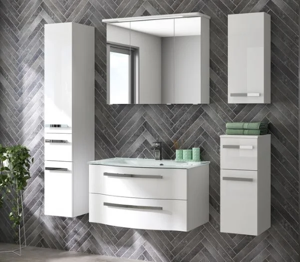 Pelipal 4005 Kombination  90 cm mit Spiegelschrank mit LED-Kranzbodenbeleuchtung - Ansicht 2
