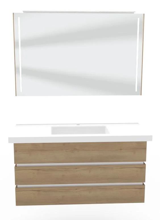 Thielemeyer Fresh Massivholz Badmöbelset mit Mineralsteinwaschtisch - 122 cm - Ansicht 5
