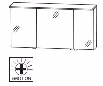ASP431301 Spiegelschrank, 3 Doppelspiegeltüren, LED-Flächenleuchte, mit Schalter und Steckdose - 15x130x66 cm