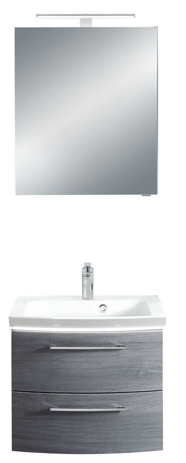 Pelipal Cassca Set in Sangallo Grau mit Mineralmarmorwaschtisch und Spiegelschrank - 60 cm - Ansicht 2