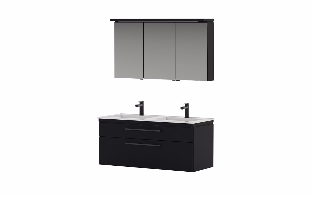 Puris Cool Line Badmöbelset mit Doppelwaschtisch 120 cm - mit Spiegelschrank Serie B - Ansicht 8