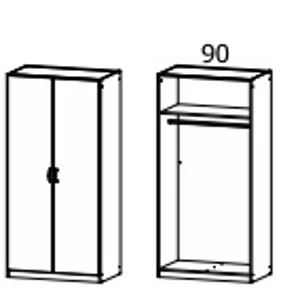 3730 - Drehtürenschrank - Grundvariante 2-türig, 91x197x54 cm