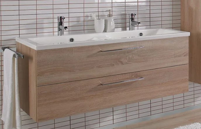 Puris Fresh Badmöbelset mit Doppelwaschtisch 120 cm - Serie B - Ansicht 3