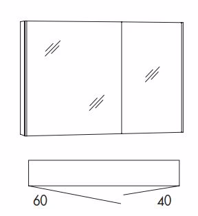 SAD10L Spiegelschrank mit 2 Türen, inkl. Innenspiegel, 2 Glasböden, mit Schalter und Steckdose, seitliche LED Beleuchtung - Maße: 100x70,3x14,5 cm