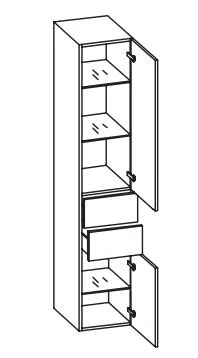 943.013521 Hochschrank / 2 Drehtüren / 3 Einlegeböden / 2 Schubkästen / inklusive Türdämpfer