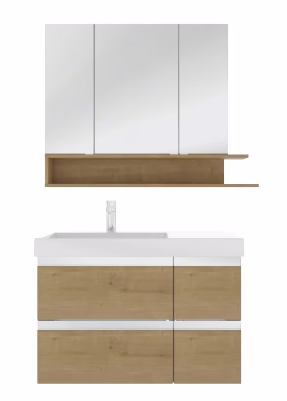 Puris c!puro Badmöbel Set - 90 cm mit Ablagefläche rechts / mit 4 Auszügen - Ansicht 2