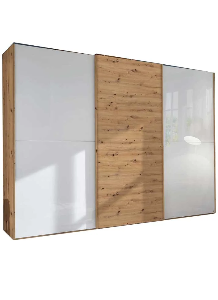 Rauch Select yourJOYce - Schwebetürenschrank Eiche Artisan und Glas Kristallweiß