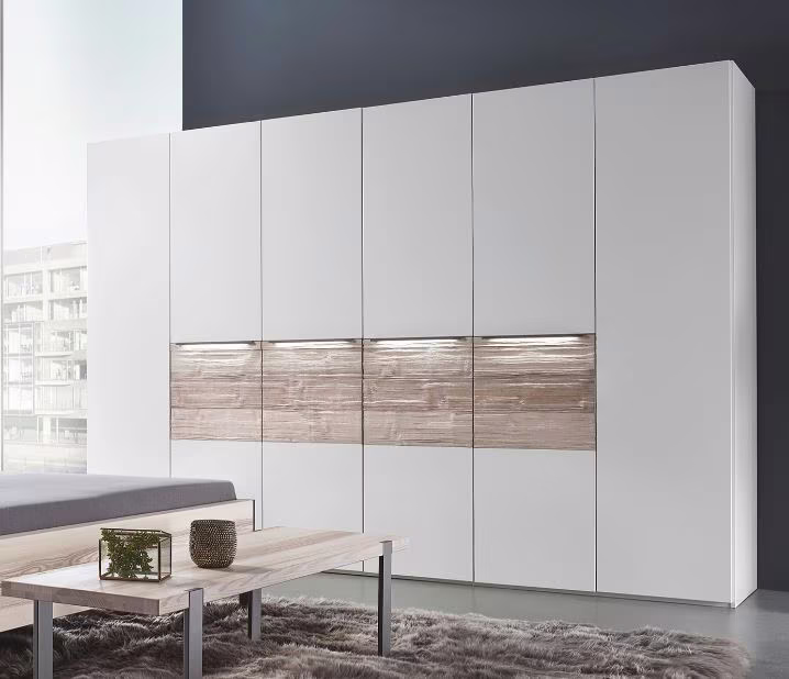 Thielemeyer Steel Drehtürenschrank / Ausführung Lack Weiß mit Spaltholz - 6-türig - Ansicht 2