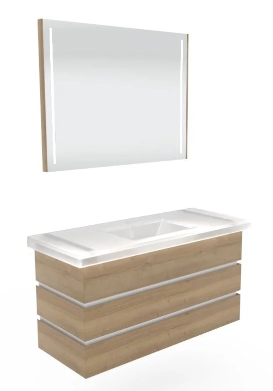 Thielemeyer Fresh Massivholz Badmöbelset mit Keramikwaschtisch - 122 cm - Ansicht 5
