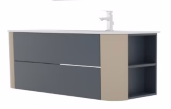 Puris Veluna Badmöbelset mit Stonepluswaschtisch und Flächenspiegel - 130 cm - Ansicht 6
