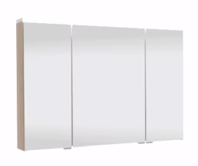 Spiegelschrank 90 cm S2A439078, 3 Doppelspiegeltüren, 2 Mittelwände, 6 Glasfachböden, 1 Schalter-Steckdosen-Element, 1 LED-Flächenleuchte, 13,6 Watt / Converter 30 Watt, Energieeffizienzklasse: A, B/H/T: 90x66x15 cm