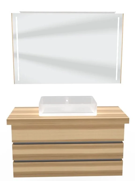 Thielemeyer Fresh Massivholz Badmöbelset mit Aufsatzbecken - 122 cm - Ansicht 4