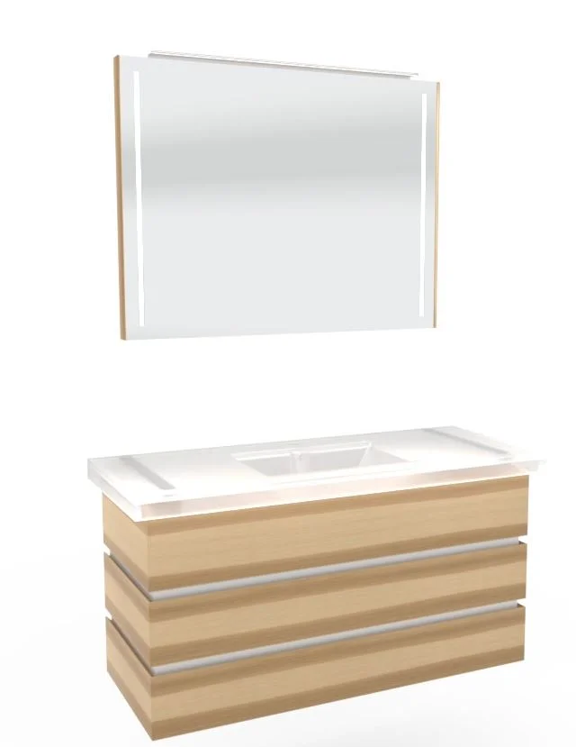 Thielemeyer Fresh Massivholz Badmöbelset mit Keramikwaschtisch - 122 cm - Ansicht 8