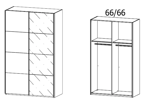 Rauch Oragen Belus Plus - Schwebetürenschrank Dekorfarben / Front Absetzung Glas