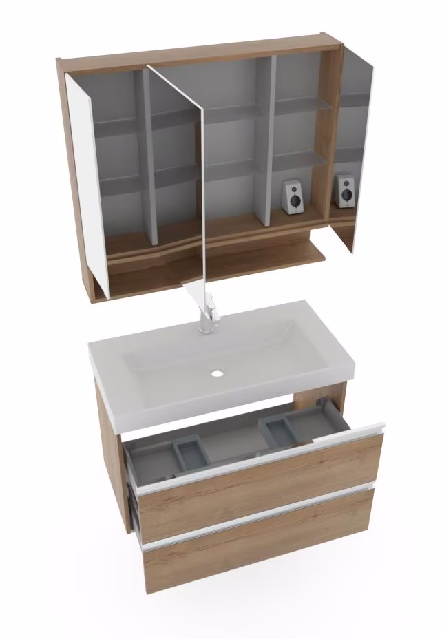 Puris c!puro Badmöbel Set - 90 cm Becken mittig - Ansicht 15