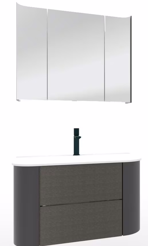 Puris Veluna Badmöbelset mit Stonepluswaschtisch und Spiegelschrank - 80 cm - Ansicht 3
