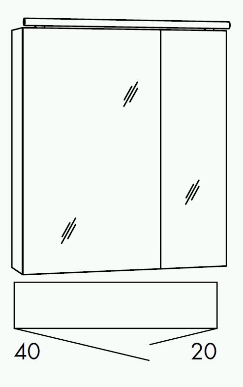 Spiegelschrank 60 cm SANB6L - inkl. Aufsatzleuchte