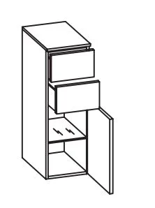 327.013050 Highboard / 1 Drehtüre / 2 Schubkästen / 1 Einlegeboden / inklusive Türdämpfer