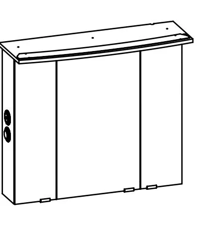 CT-S3D8-8073-16 Spiegelschrank inkl. LED Beleuchtung im Kranz, 3 Doppelspiegeltüren, 6 Glasböden, Schalter und Steckdose, aussen rechts, aussen links oder unten - Maße: 71,9x820x16 cm