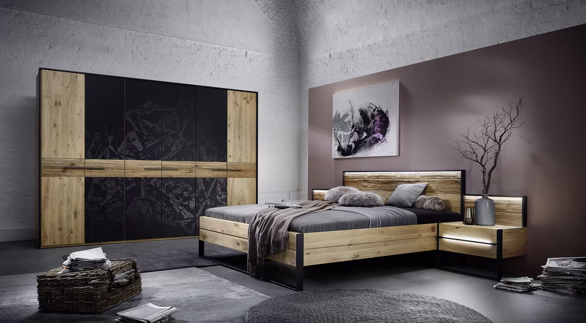 Thielemeyer Steel Drehtürenschrank / 6-türig mit 4 Colorglastüren und Kristallmotiv - Ansicht 4