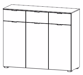 Kommode mit 3 Schubkästen und 3 Türen