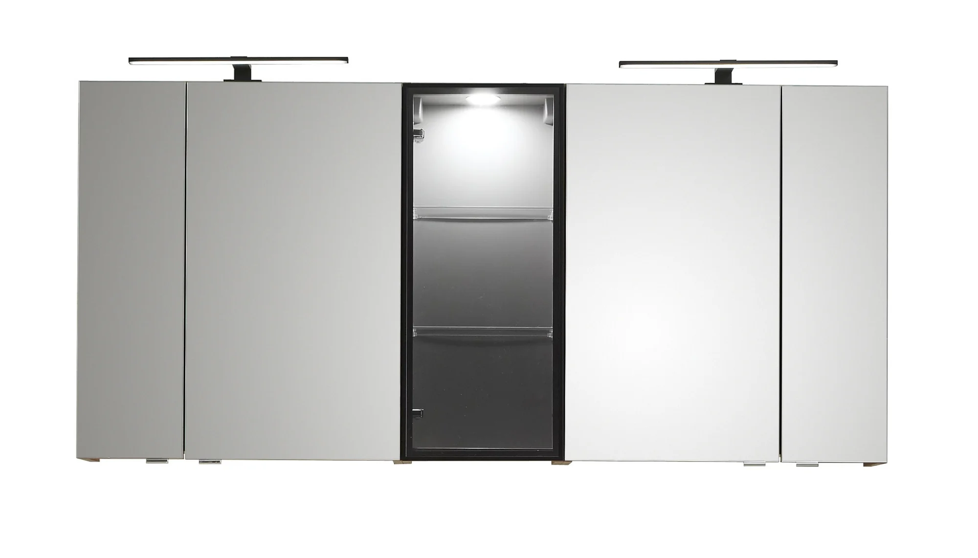 SDNE00915 Spiegelschrank mit Vitrine mit schwarzer Glastür