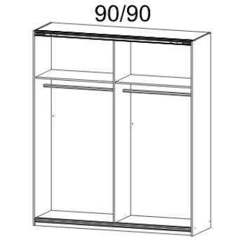 48K2 Breite 181 cm, 2 Schwebetüren je 92 cm