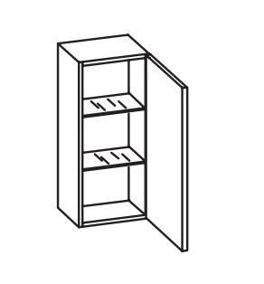 316.013030 Wandschrank / 1 Drehtüre / 2 Einlegeböden / inklusive Türdämpfer / Breite 30 cm / Höhe 70 cm / Tiefe 20 cm
