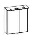 6110-SPS 06, Spiegelschrank inkl. LED-Beleuchtung im Kranz, 2 Drehtüren einfach verspiegelt, mit Facettenschliff, inkl. Schalter und Steckdose - 71x80x17 cm