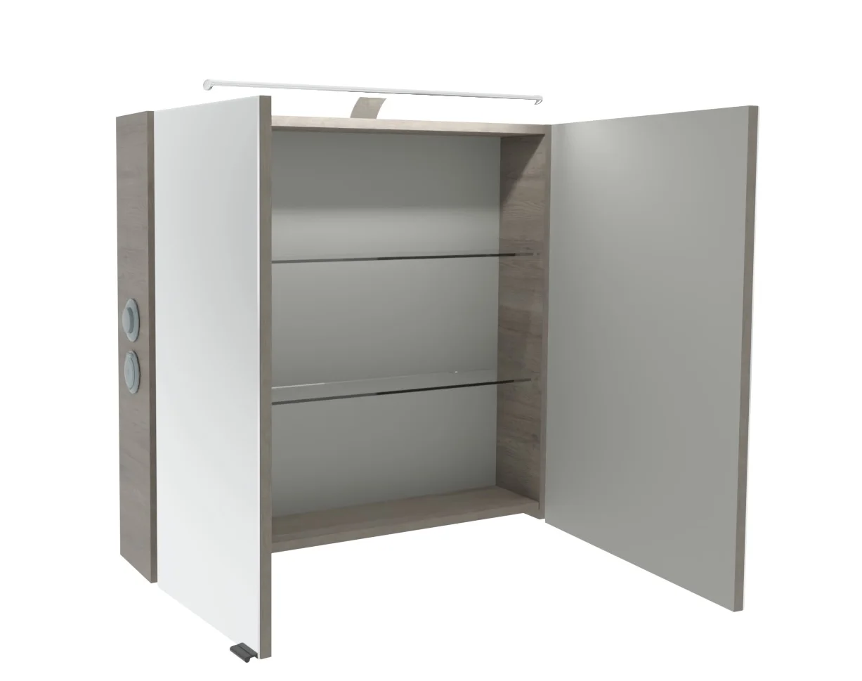 Pelipal 6005 Badmöbel Set inkl. Spiegelschrank mit Aufsatzleuchte - 80 cm - Ansicht 10
