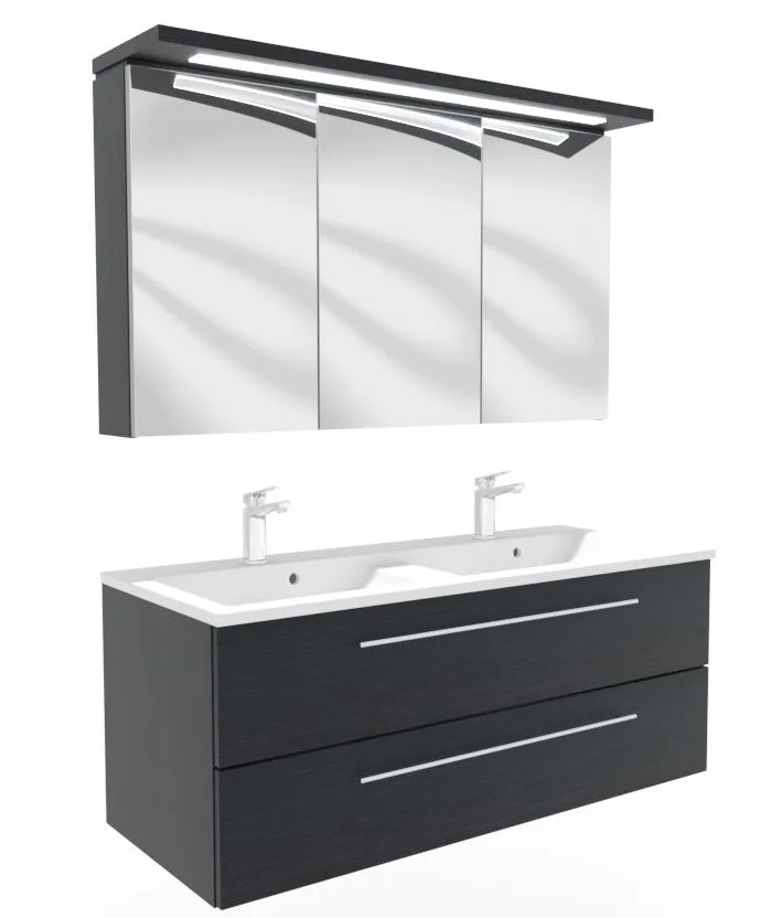 Puris Fresh Badmöbel Set mit Mineralmarmor- oder Glasdoppelwaschtisch - 120 cm - Ansicht 10