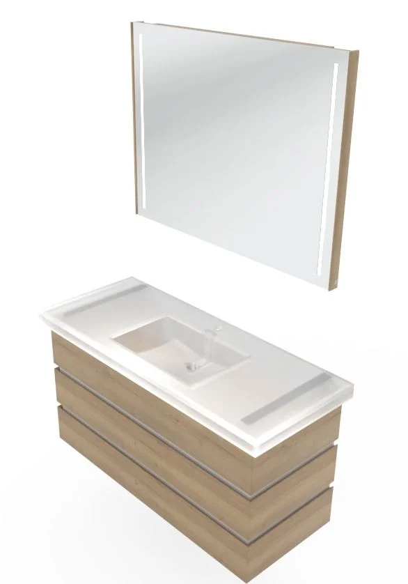 Thielemeyer Fresh Massivholz Badmöbelset mit Keramikwaschtisch - 122 cm - Ansicht 9