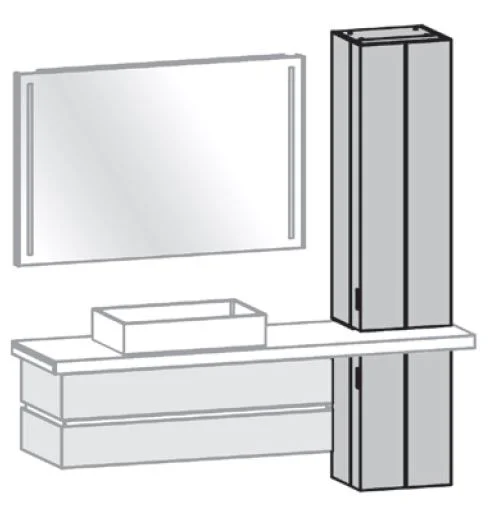 800755/ 801755 Hängeschrank 2-teilig 2 Koffertüren rechts Breite: 38,4 cm / Höhe: 179,3 cm / Tiefe: 33,1 cm- für Waschtische 36+38