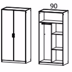 3731 - Drehtürenschrank, 2-türig 91x197x54 cm