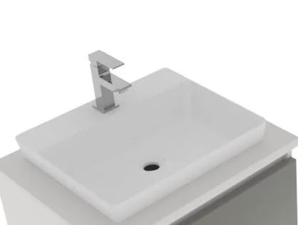 Mineralguss-Aufsatzwaschtisch Toronto weiß mit Hahnlochbohrung Breite 49 cm - NUR bei 49,5 cm Tiefe
