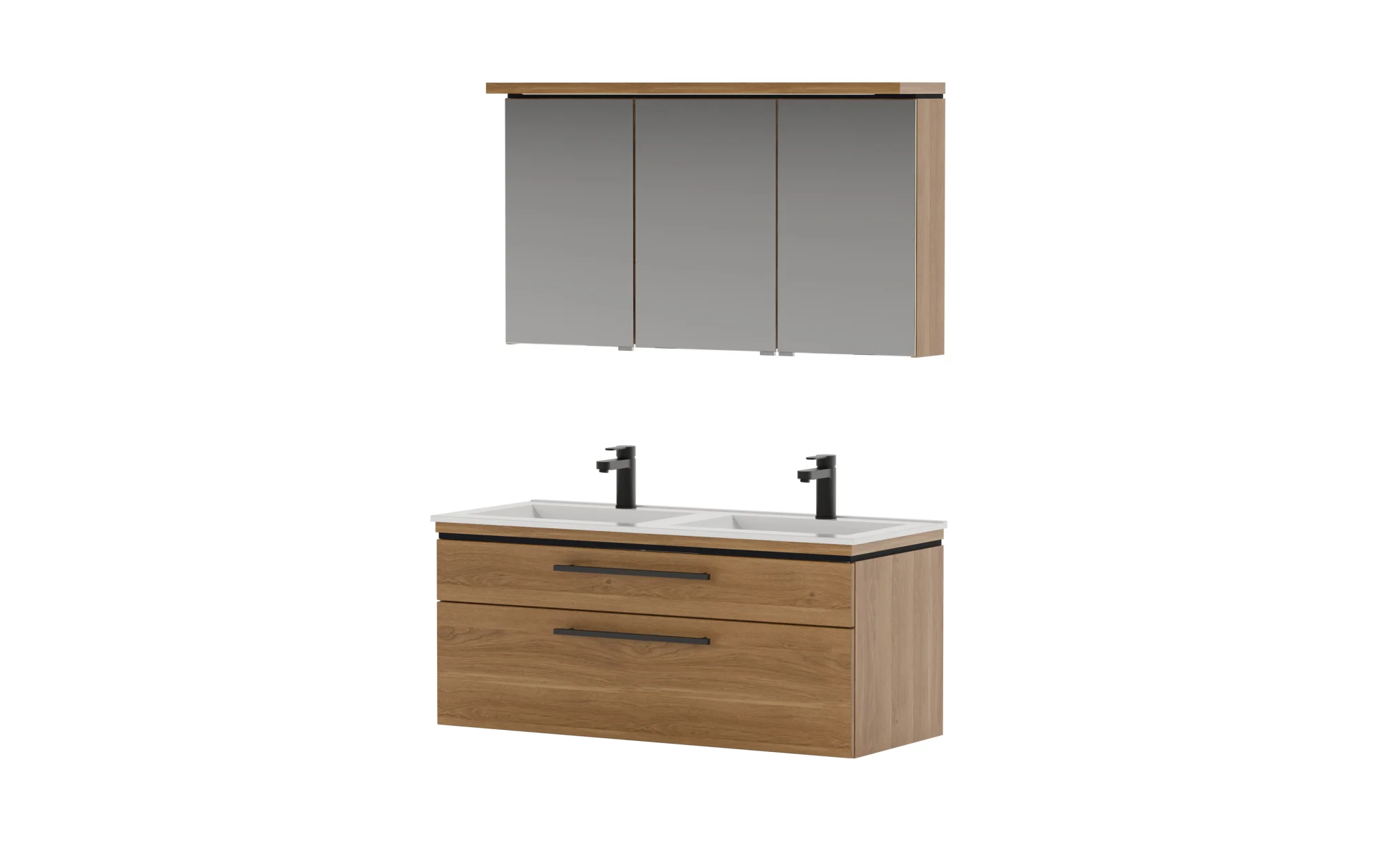 Puris Cool Line Badmöbelset mit Doppelwaschtisch 120 cm - mit Spiegelschrank Serie B - Ansicht 4