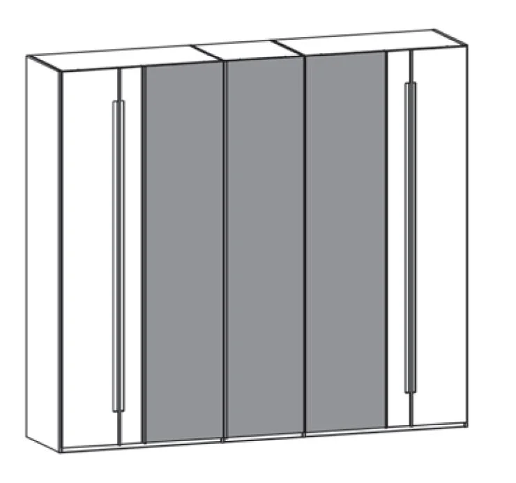 Thielemeyer Cubo Kleiderschrank / 5-türig mit Designgriffleisten