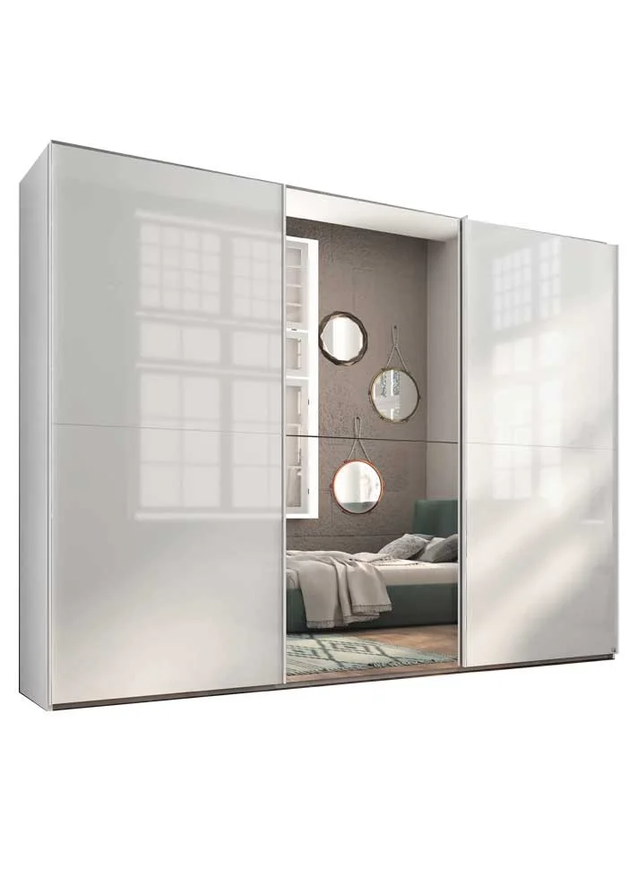 Rauch Select yourJOYce - Schwebetürenschrank Glas Kristallweiß und Spiegel