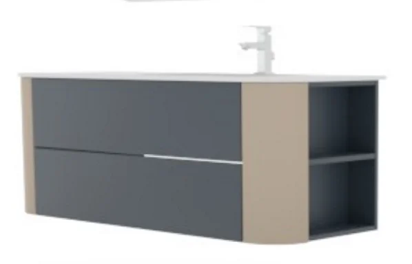 Puris Veluna Badmöbelset mit Stonepluswaschtisch und Flächenspiegel - 130 cm - Ansicht 6