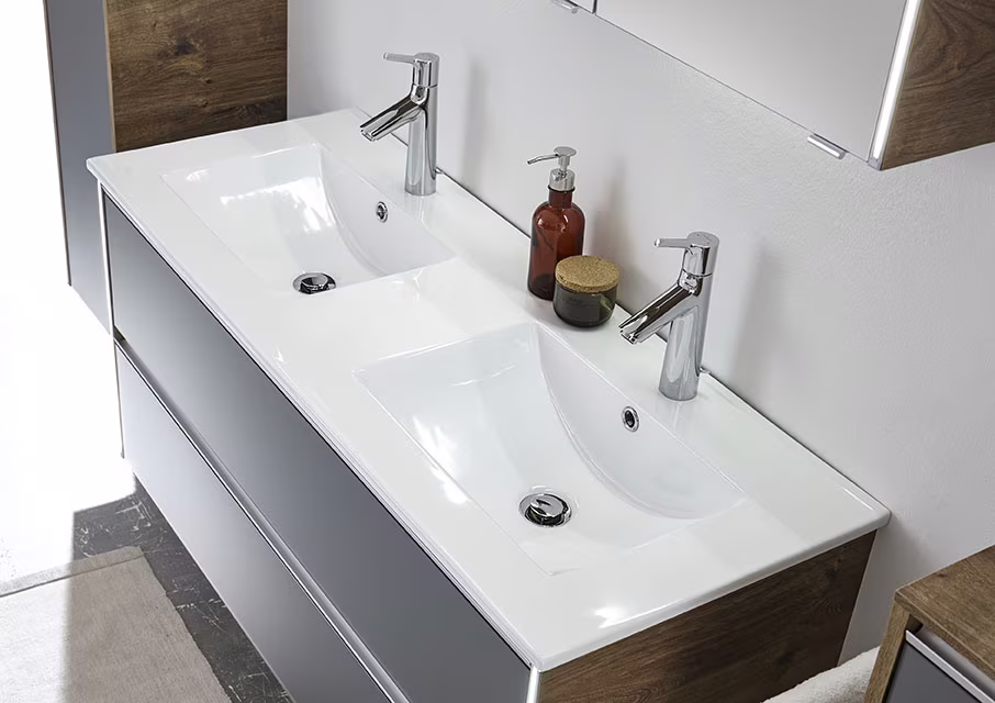 Pelipal 6040 Doppelwaschtisch mit Unterschrank 121 cm - 2 Auszüge