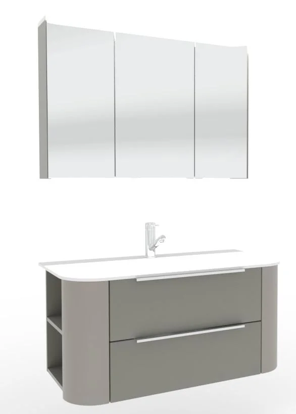Puris Veluna Badmöbelset mit Stonepluswaschtisch und Spiegelschrank - 100 cm - Ansicht 2