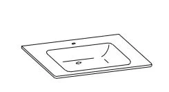 980.997541 Keramikwaschtisch Weiß / Breite 75 cm / Höhe 2 cm / Tiefe 45 cm