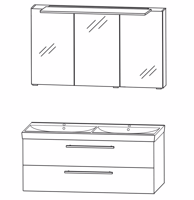 Puris Protection1 - Badmöbelset 1 - 120 cm / mit Spiegelschrank - Serie A
