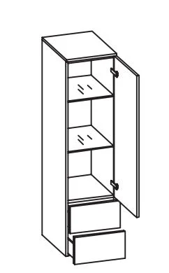 342.013556 Midischrank / 1 Drehtüre / 2 Schubkästen / 2 Einlegeböden / inklusive Türdämpfer